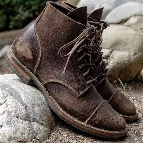 Men's Durable Versatile Lace-Up Leather Boots