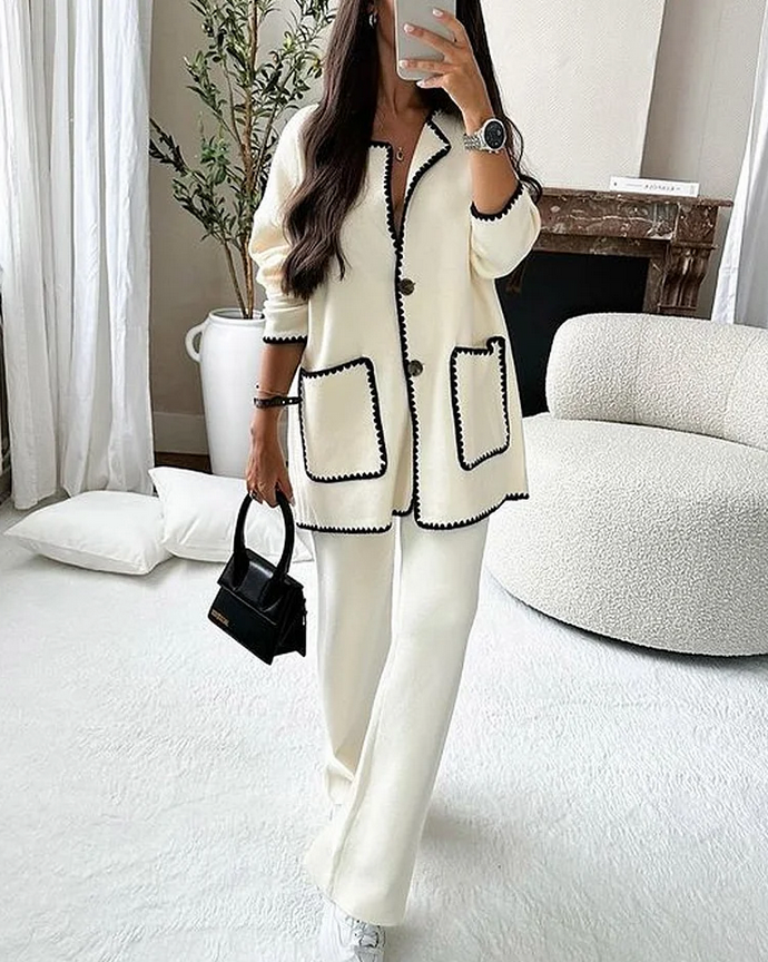 Women's Minimal Two-Piece Knitted Lounge Set