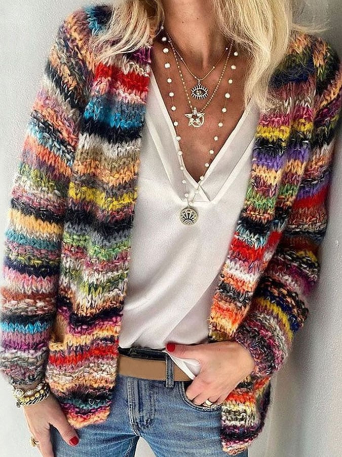 Women's Colourful Relaxed Knit Cardigan