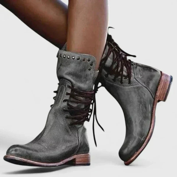 Women's Cushioned Lace-Up Leather Boots