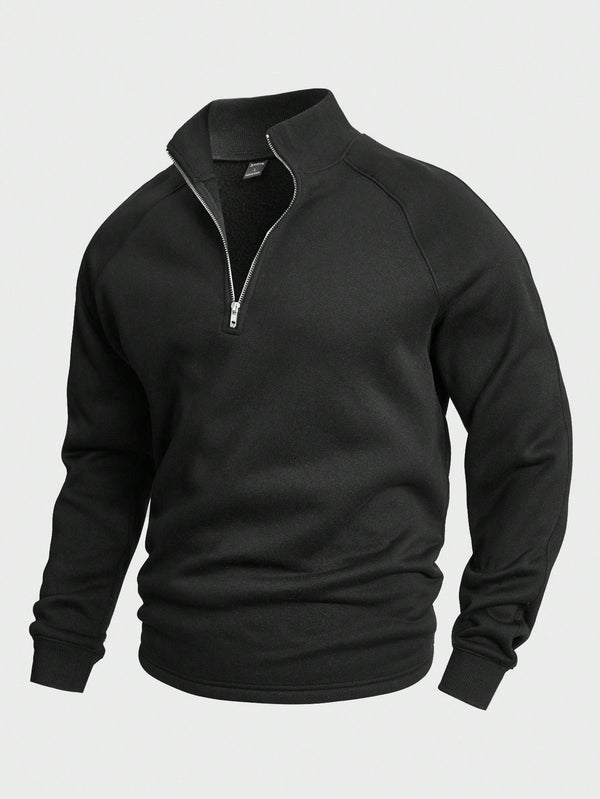 Men's Stand Collar Half-Zip Knitted Sweater
