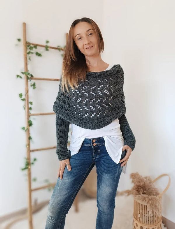 Women's Wrap Scarf with Sleeves