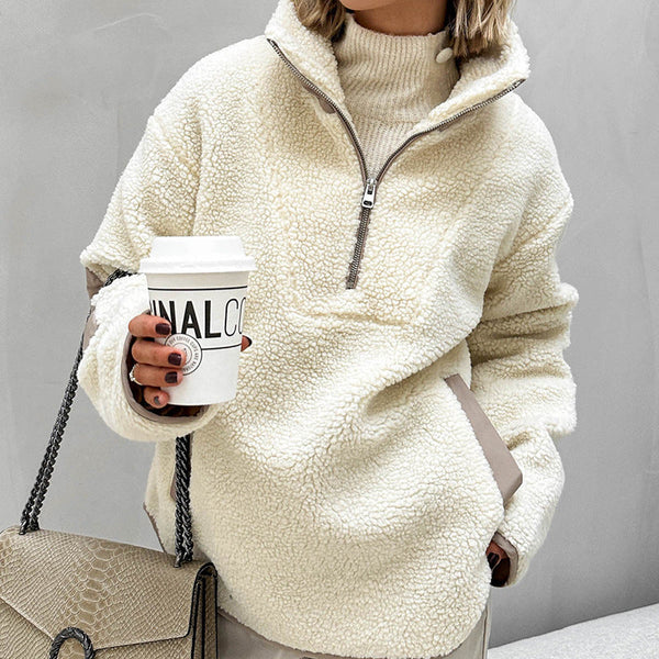 Women's Soft Fleece Knitted Zip-Up Sweater