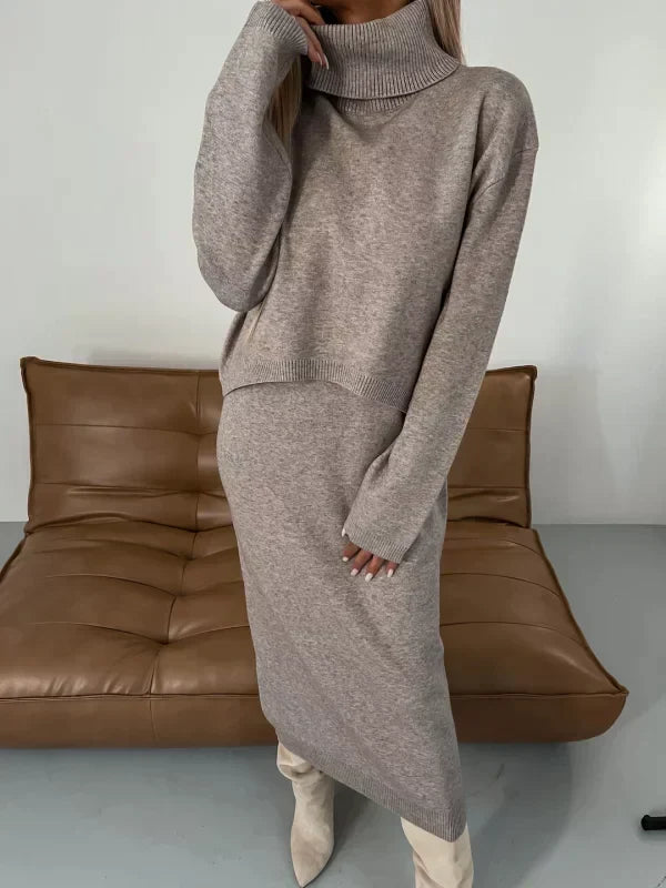 Women's Roll-Neck Two-Piece Sweater Dress