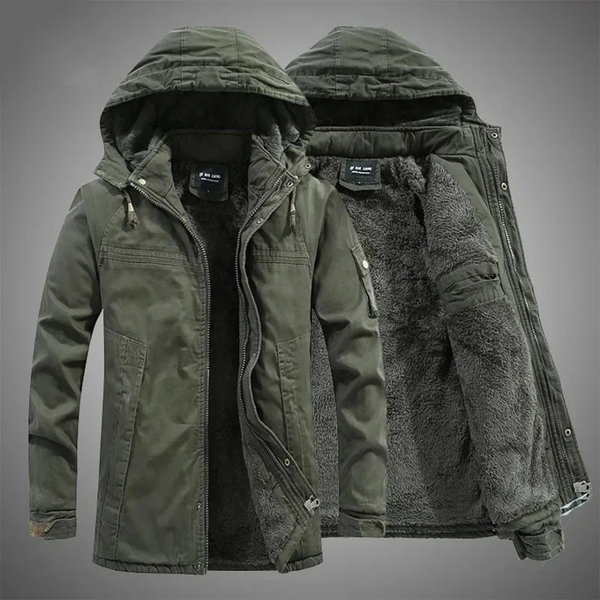 Men's Fur-Lined Hooded Winter Jacket