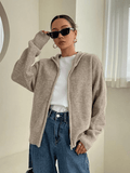 Women's Knitted Zip-Up Hoodie Sweater