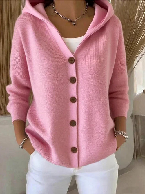 Women's Hooded Button-Through Knit Cardigan