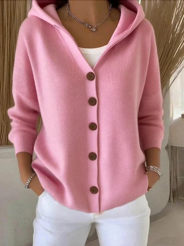 Women's Hooded Button-Through Knit Cardigan
