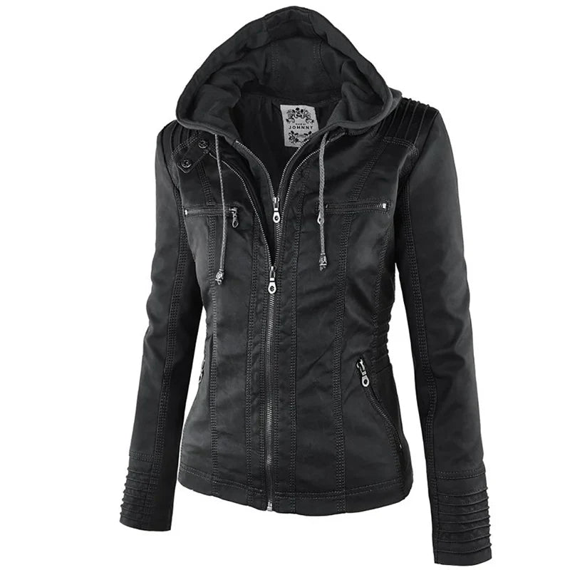 Adeline | Women's Faux Leather Jacket Zip up