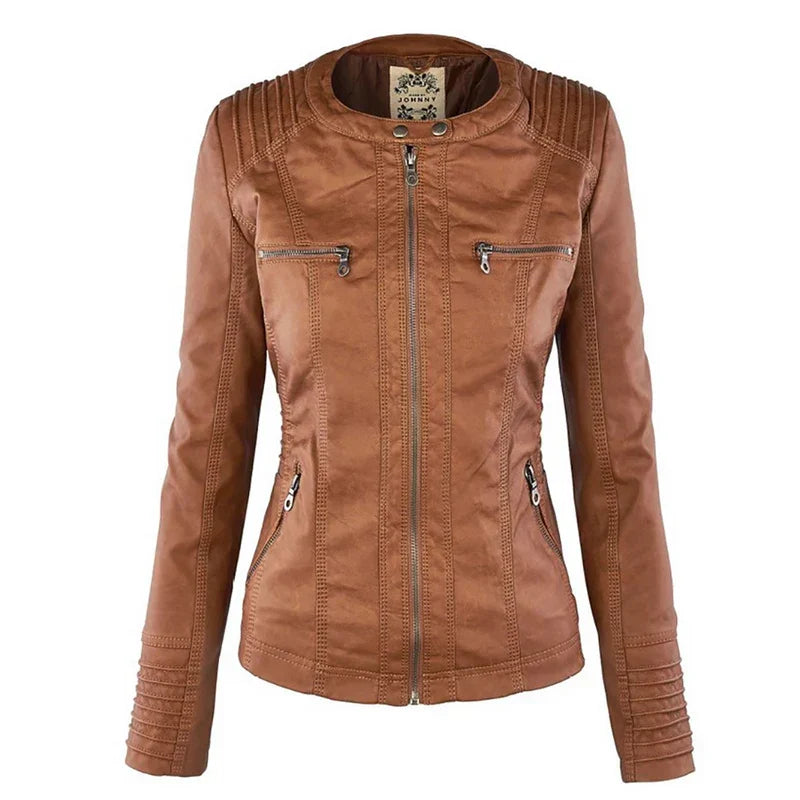 Adeline | Women's Faux Leather Jacket Zip up