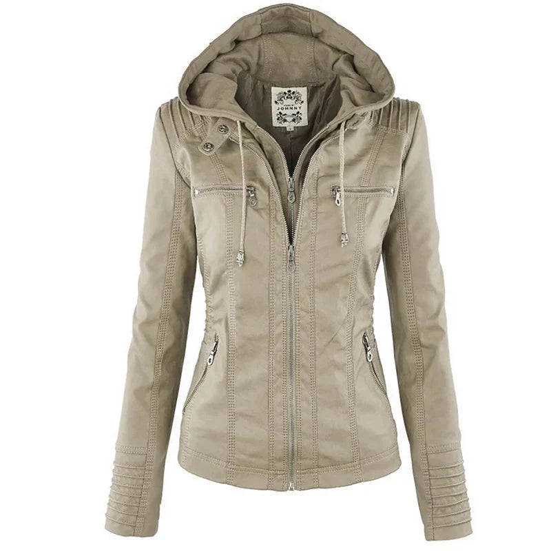 Adeline | Women's Faux Leather Jacket Zip up