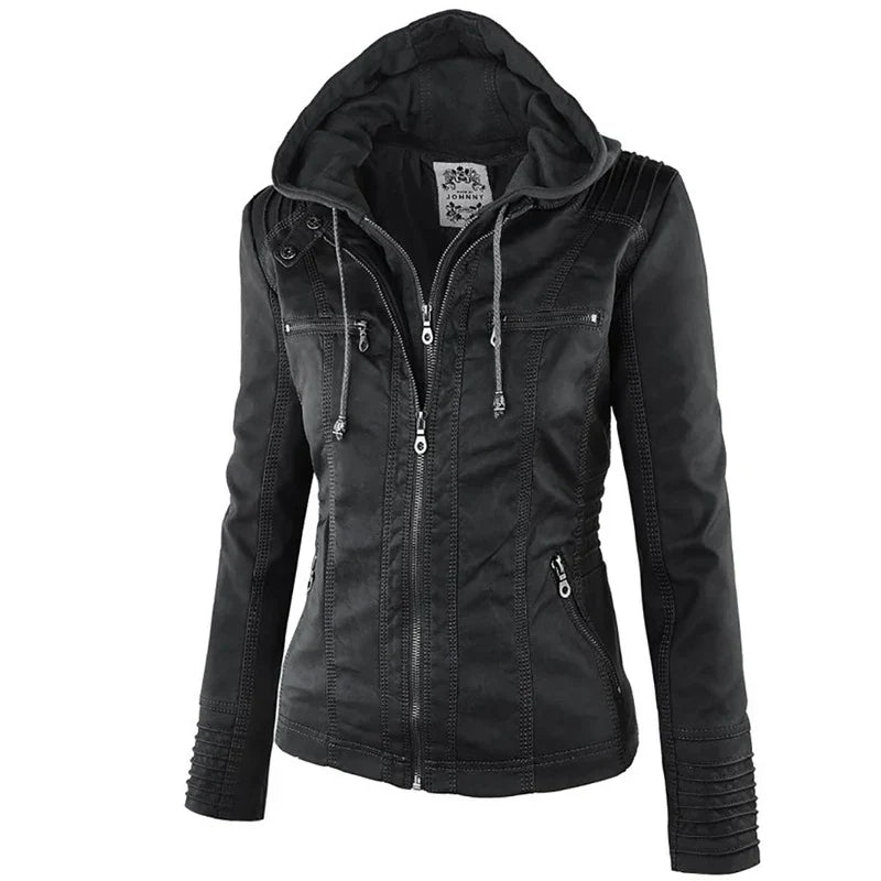 Adeline | Women's Faux Leather Jacket Zip up