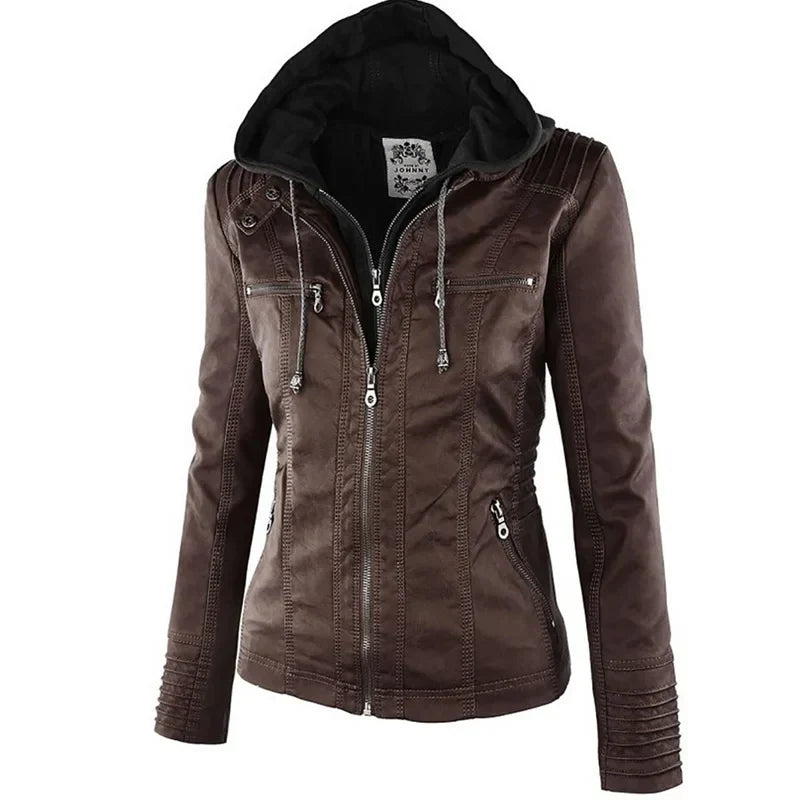 Adeline | Women's Faux Leather Jacket Zip up