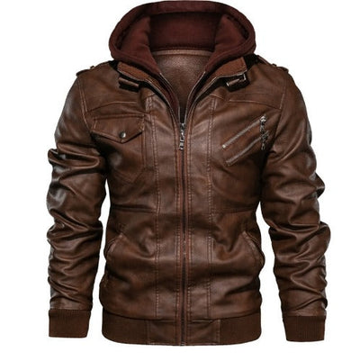 Albert | Men's Hooded Faux Leather Bomber Jacket