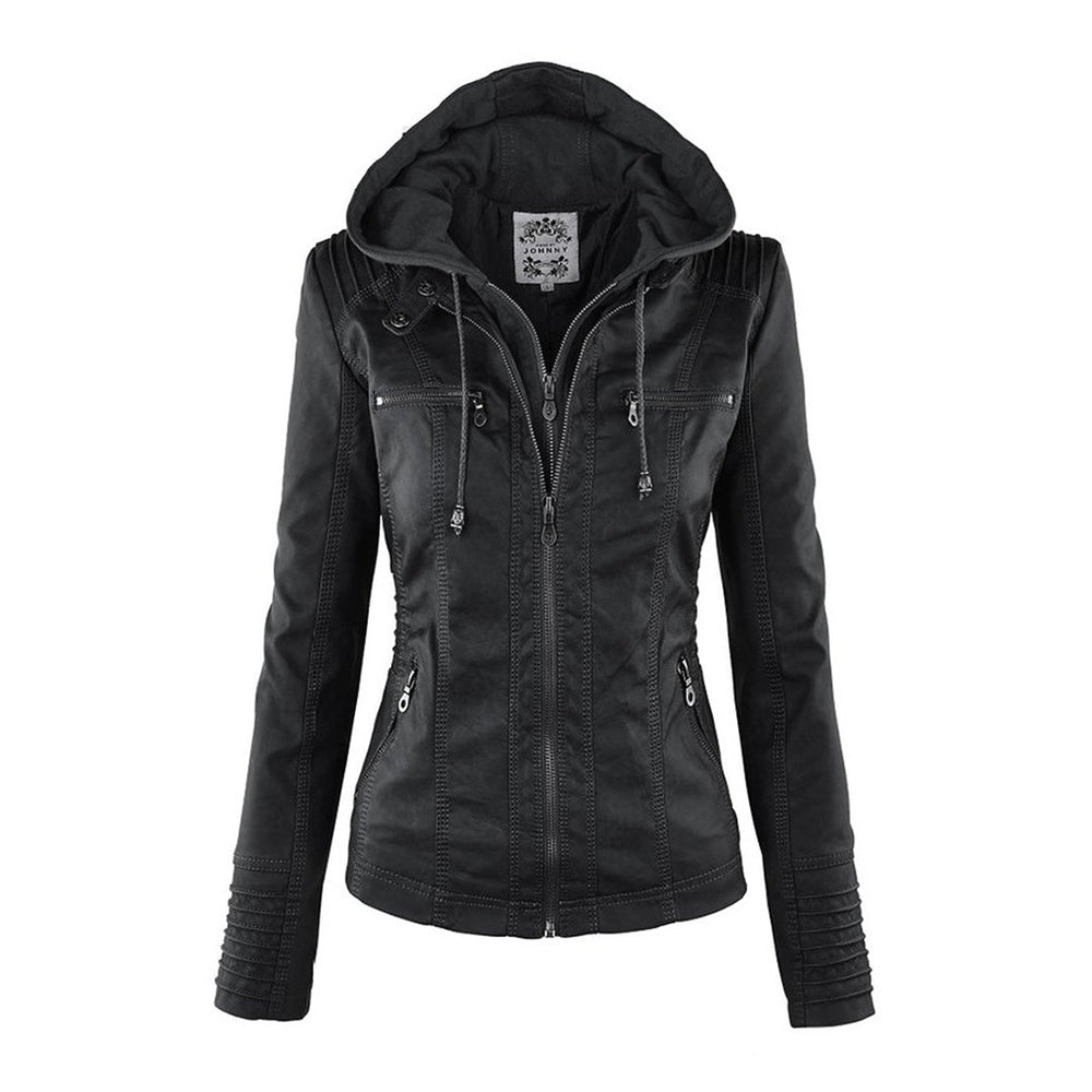 Ariadne | Women's Hooded Leather Jacket Zip up
