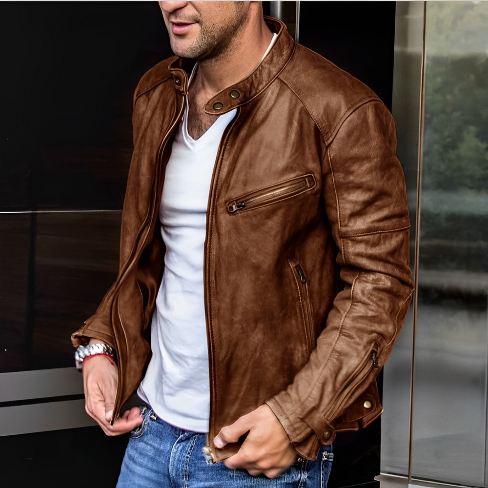 Arlo | Men's Leather Jacket Bomber Zip up