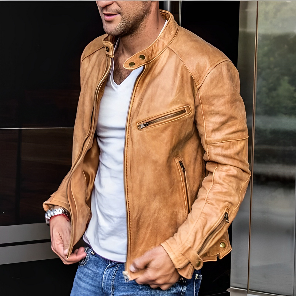 Arlo | Men's Leather Jacket Bomber Zip up