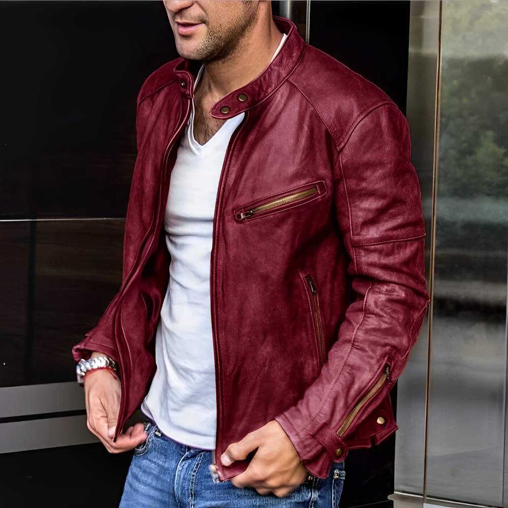 Arlo | Men's Leather Jacket Bomber Zip up