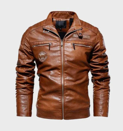 Asher | Men's Faux Leather Patch Biker Jacket