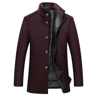 Atticus | Men's Wool-Blend Stand Collar Overcoat