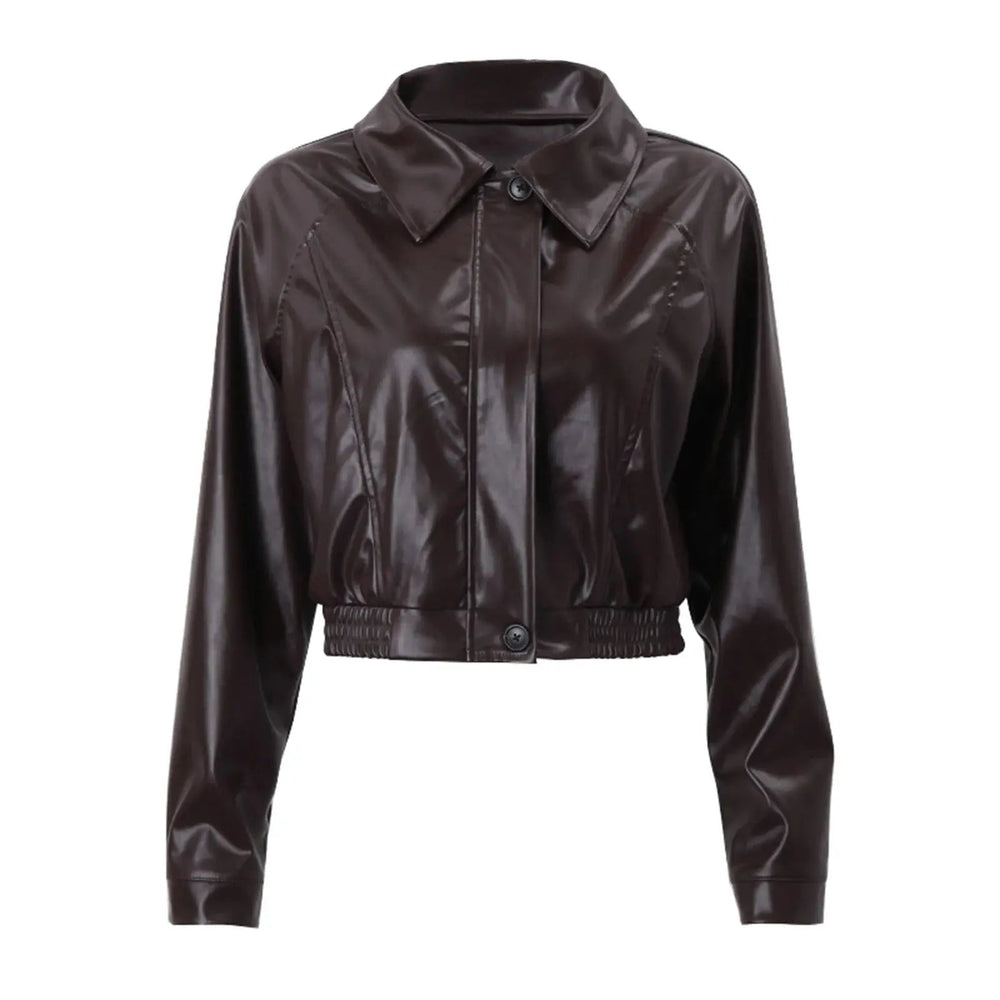 Aveline | Women's Cropped Moto Oversized Leather Jacket