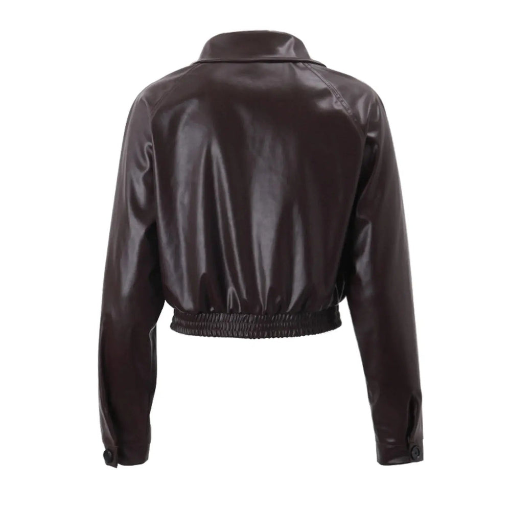 Aveline | Women's Cropped Moto Oversized Leather Jacket