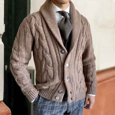 Baldwin | Men's Cable Knit Shawl Collar Cardigan