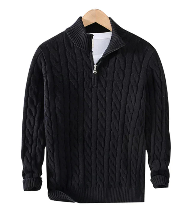 Men's Cable Knit Zip Knitted Sweater