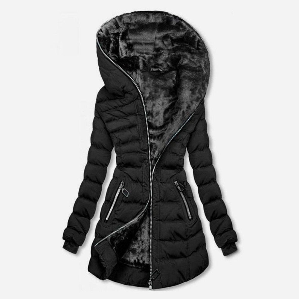 Coraline | Women's Long Quilted Fleece Lined Winter Coat