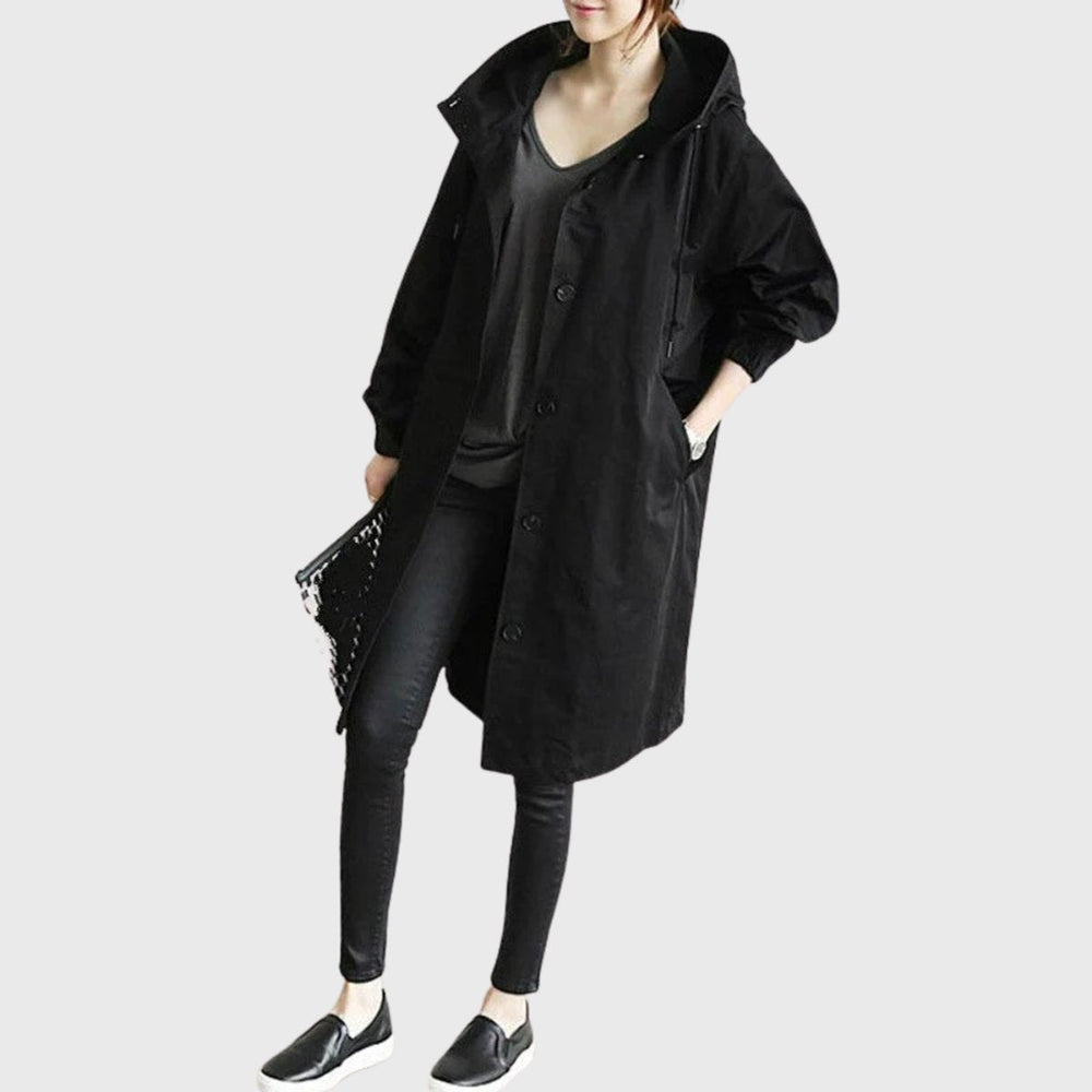Elise | Women's Long Hooded Trench Rain Jacket