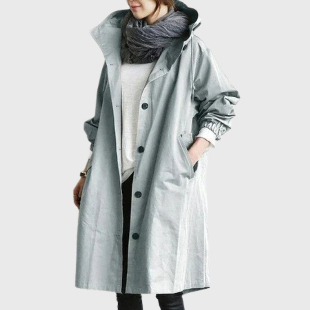 Elise | Women's Long Hooded Trench Rain Jacket