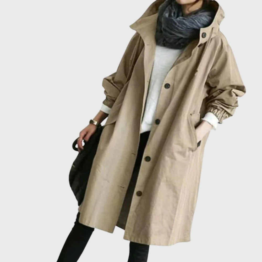 Elise | Women's Long Hooded Trench Rain Jacket