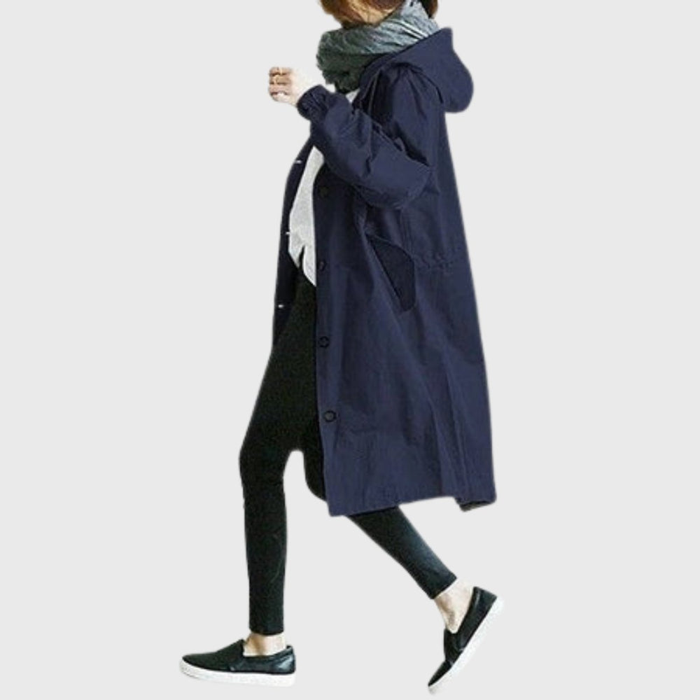 Elise | Women's Long Hooded Trench Rain Jacket