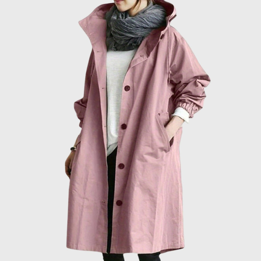 Elise | Women's Long Hooded Trench Rain Jacket