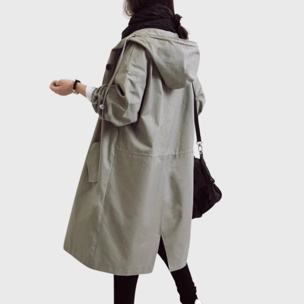 Elise | Women's Long Hooded Trench Rain Jacket
