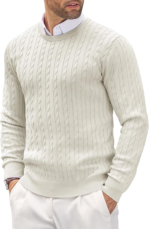 Fabien | Men's Cable Knit Jumper Crew Neck
