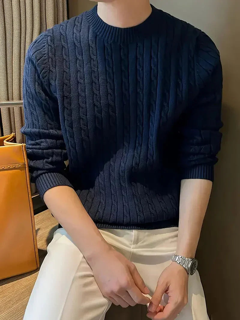 Fabien | Men's Cable Knit Jumper Crew Neck