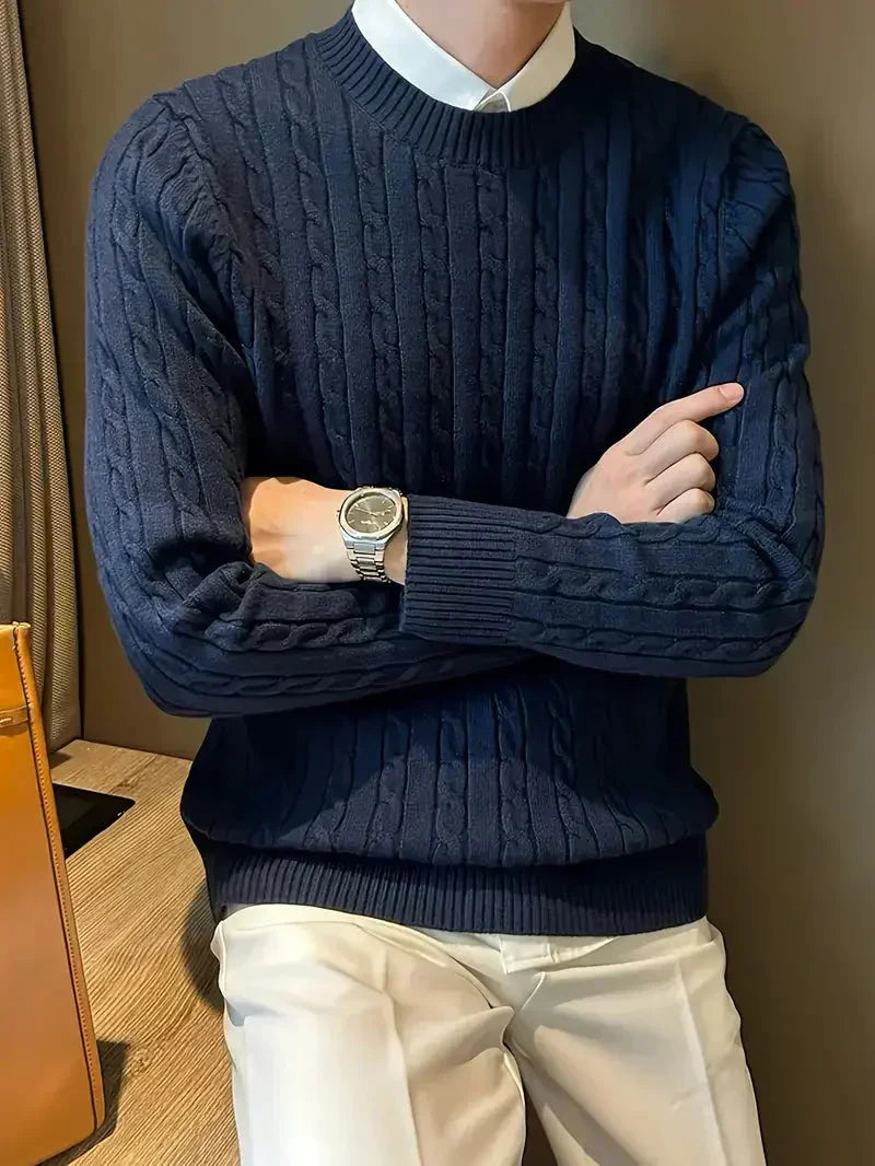 Fabien | Men's Cable Knit Jumper Crew Neck