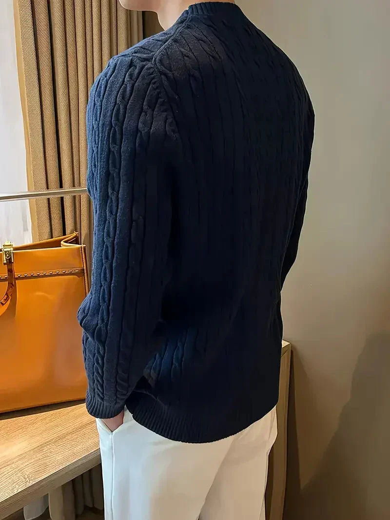 Fabien | Men's Cable Knit Jumper Crew Neck
