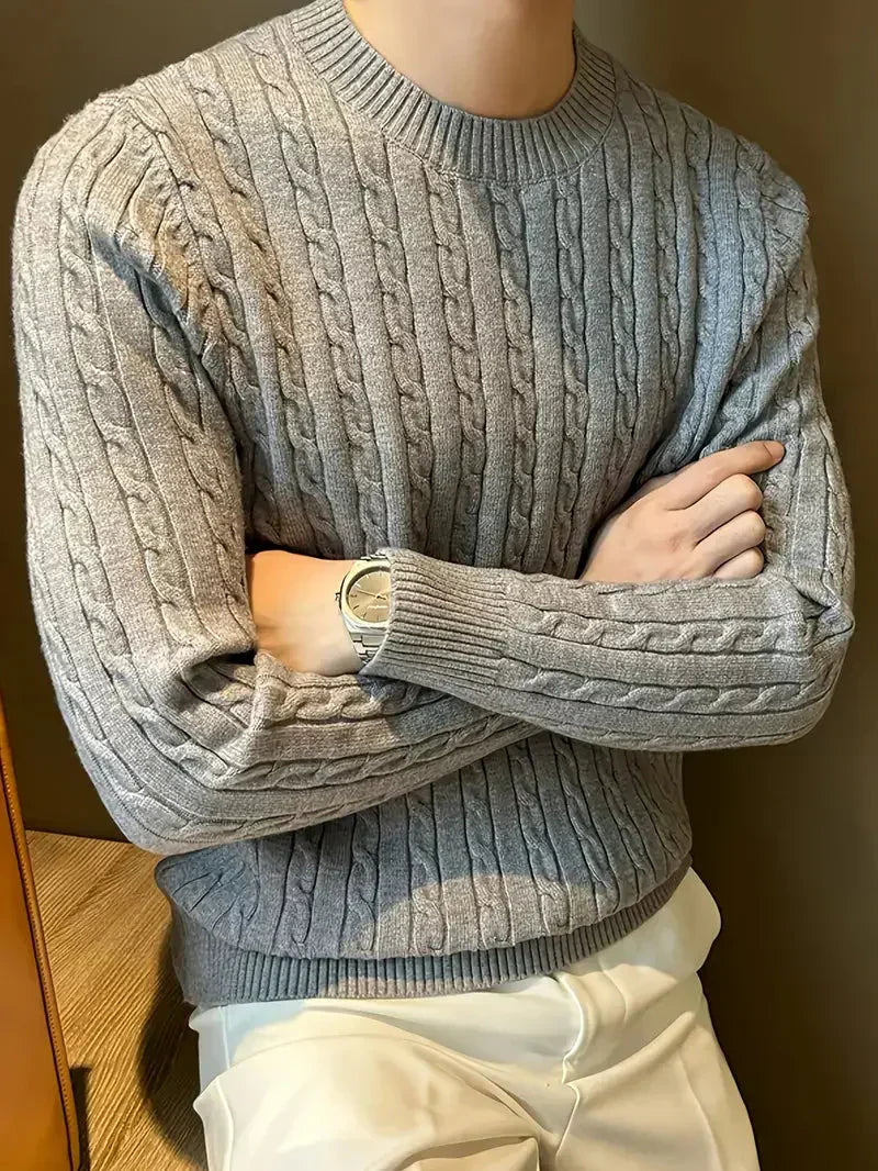 Fabien | Men's Cable Knit Jumper Crew Neck