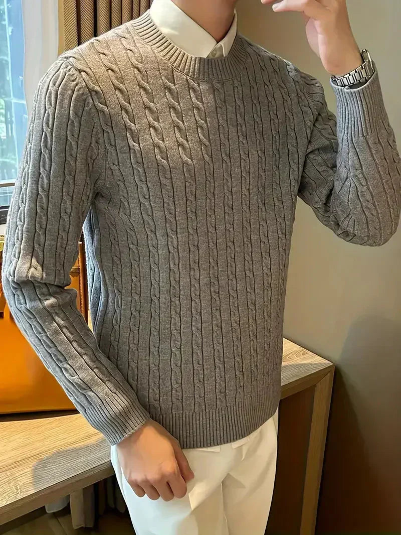 Fabien | Men's Cable Knit Jumper Crew Neck