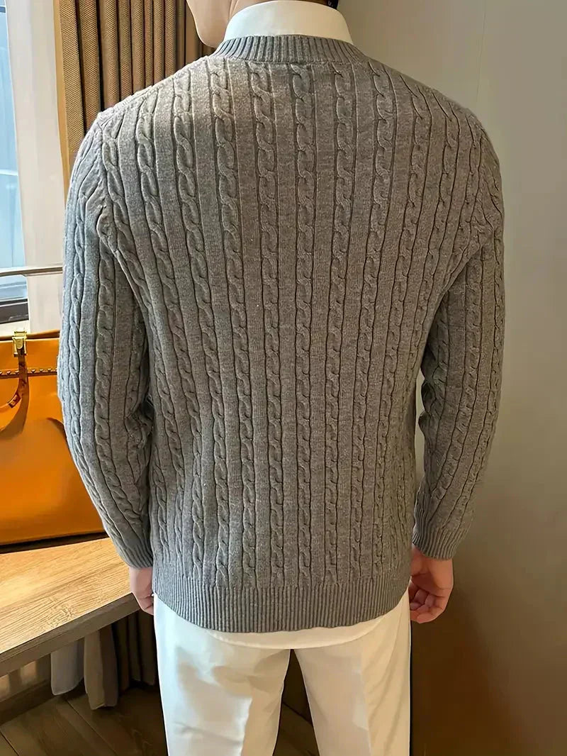 Fabien | Men's Cable Knit Jumper Crew Neck