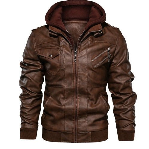 Men's Warm Lined Leather Jacket