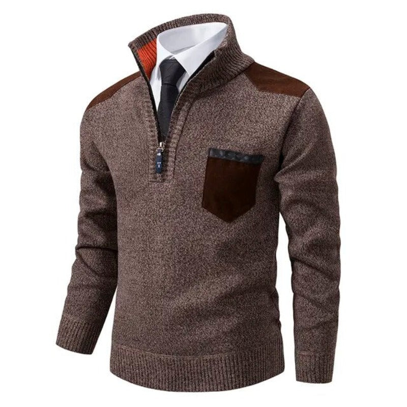 Griffin | Men's Zip up Knit Jumper Cashmere