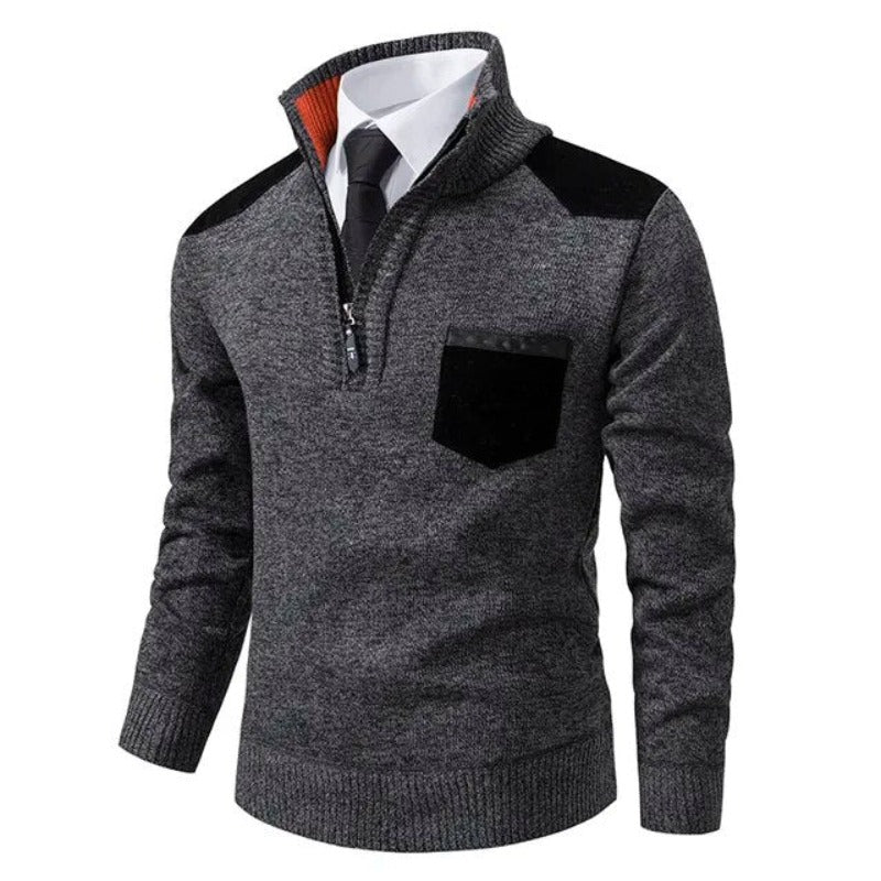 Griffin | Men's Zip up Knit Jumper Cashmere