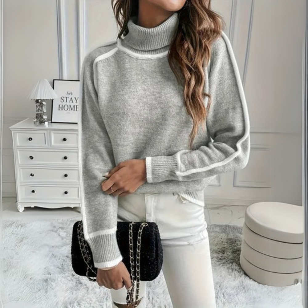 Guinevere | Women's High Neck Roll Jumper Knitted