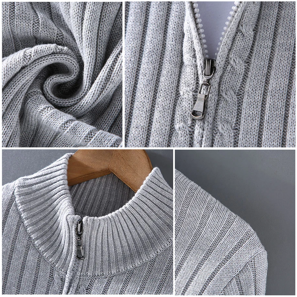 Gustav | Men's Ribbed Zip up Cardigan Knit