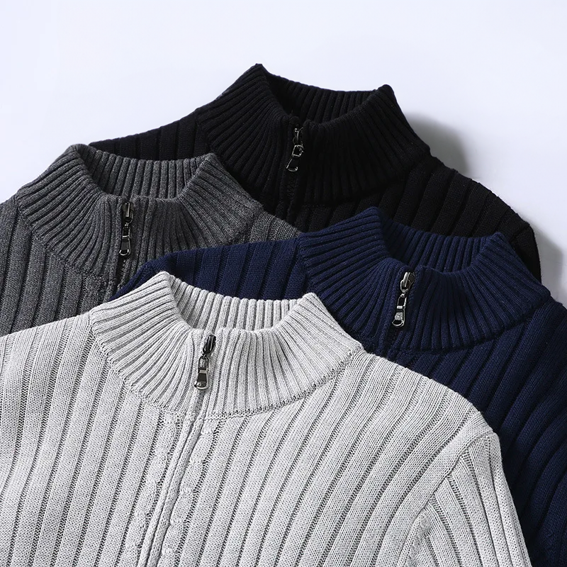 Gustav | Men's Ribbed Zip up Cardigan Knit