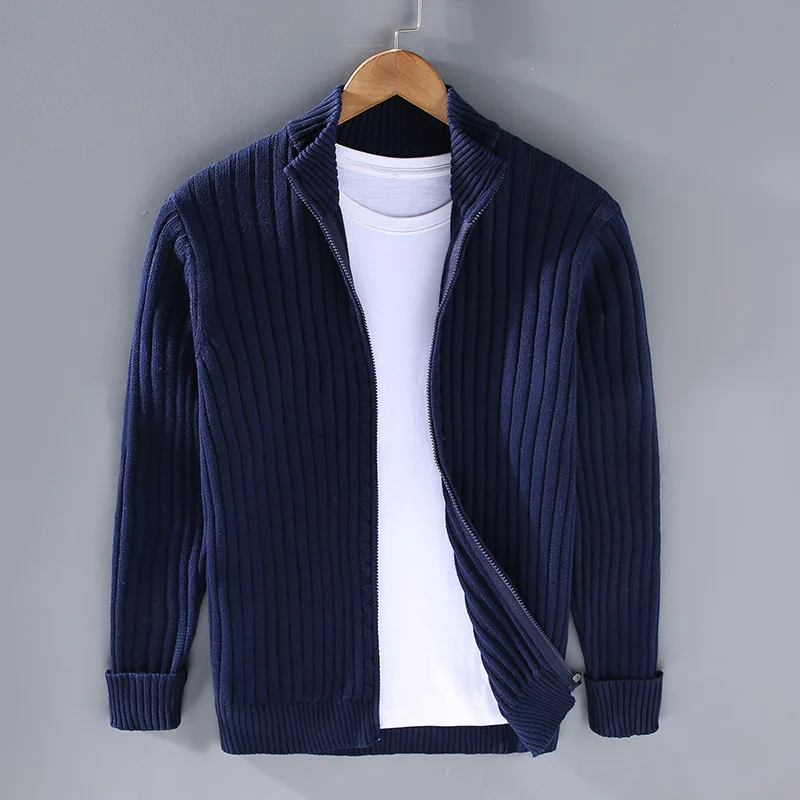 Gustav | Men's Ribbed Zip up Cardigan Knit