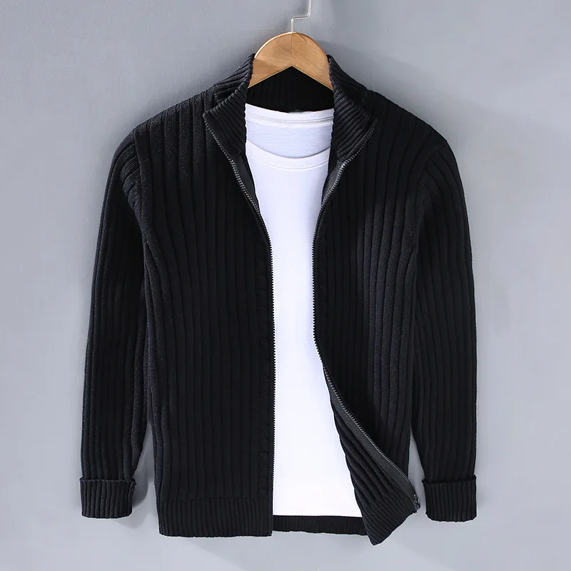 Gustav | Men's Ribbed Zip up Cardigan Knit